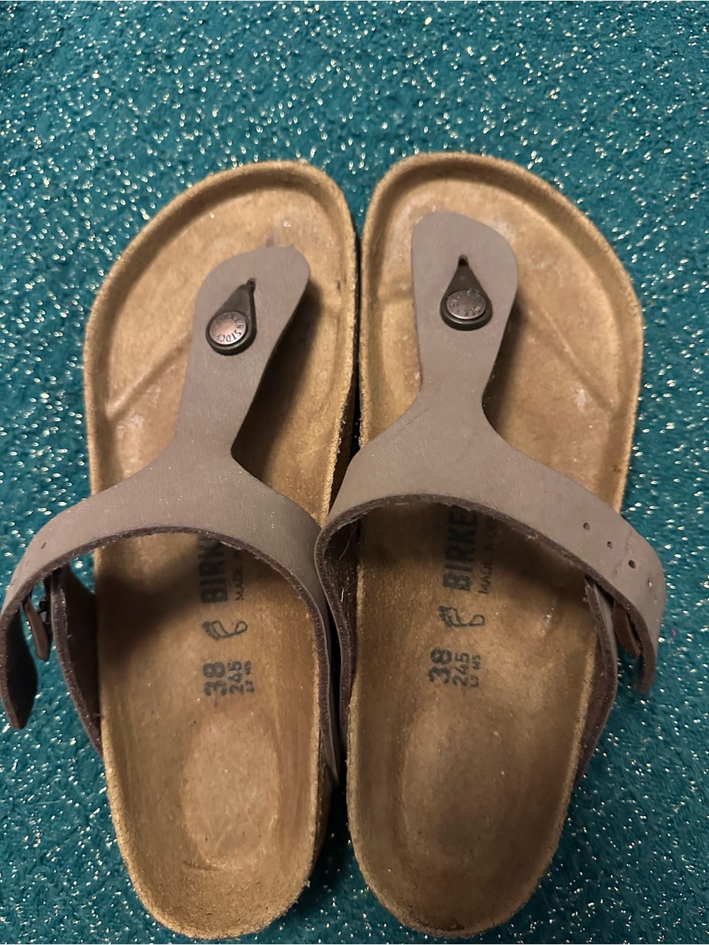 Birkenstock Taupe Toe-Post Sandals with Buckle Strap
